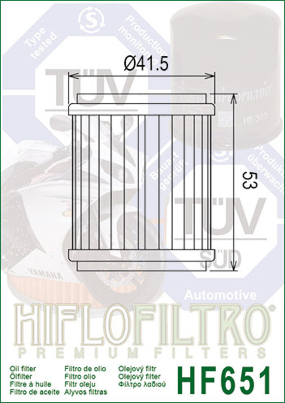 HIFLOFILTRO Oil Filter - HF651 HF651