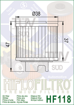 HIFLOFILTRO Oil Filter - HF118 HF118