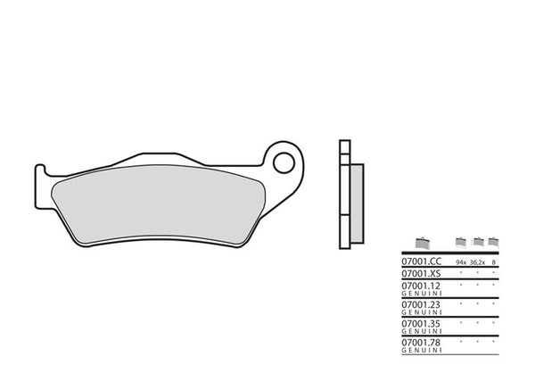 Brembo motorolleru saķepinātie metāla bremžu kluči - 07001XS 07001XS