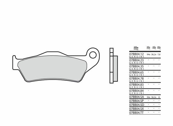 Brembo Street Sintered Metal Brzdí doštičky - 07BB04SA 07BBB04SA