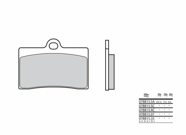Brembo ielas saķepinātie metāla bremžu kluči - 07BB15SA 07BB15SA