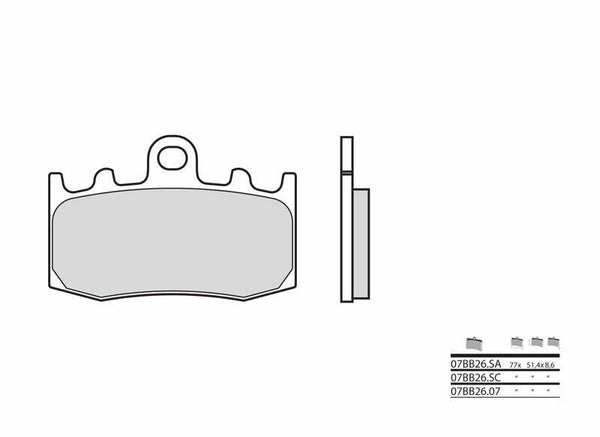 Brembo ielas saķepinātie metāla bremžu kluči - 07BB26SA 07BB26SA