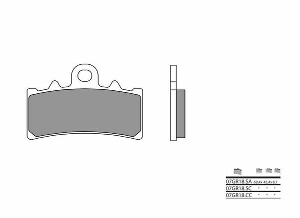 Brembo Street Carbon Ceramic Brake Pads - 07gr18cc 07gr18cc