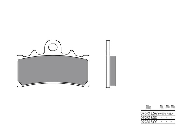 Brembo ielas saķepinātie metāla bremžu kluči - 07gr18SA 07gr18SA