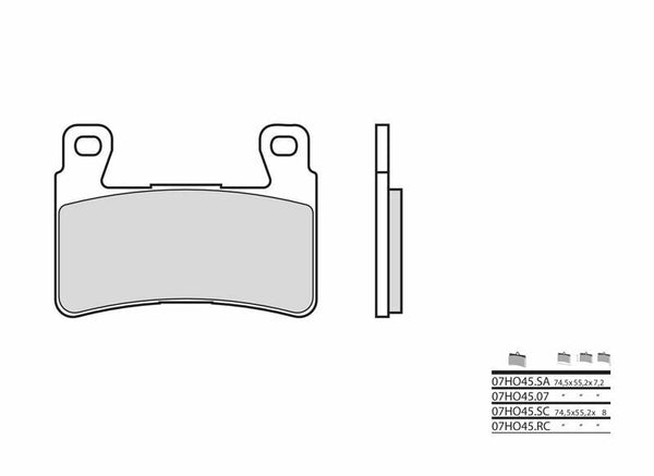 Brembo ielas saķepinātie metāla bremžu kluči - 07HO45SA 07HO45SA