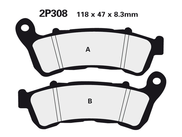NISSIN Street Semi-Metallic Brake pads - 2P-308NS 2P-308NS 
