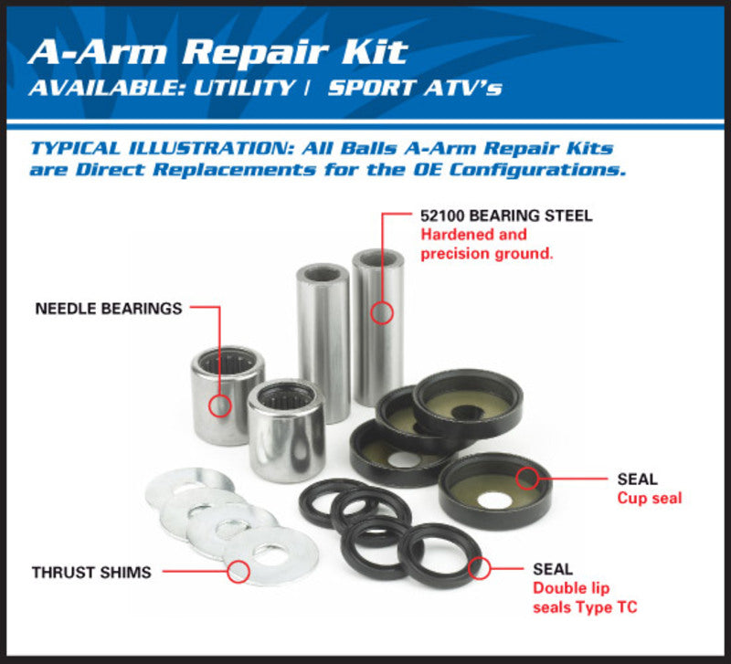 ALL BALLS Upper A-Arm Reconditioning Kit Arctic Cat Wildcat Sport 50-1161