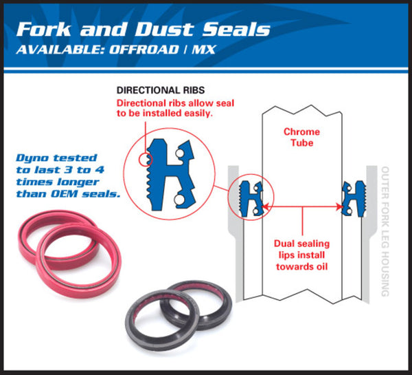 All Balls Fork Oil Seals & Dust Covers - 36x48x10.5 mm 56-120