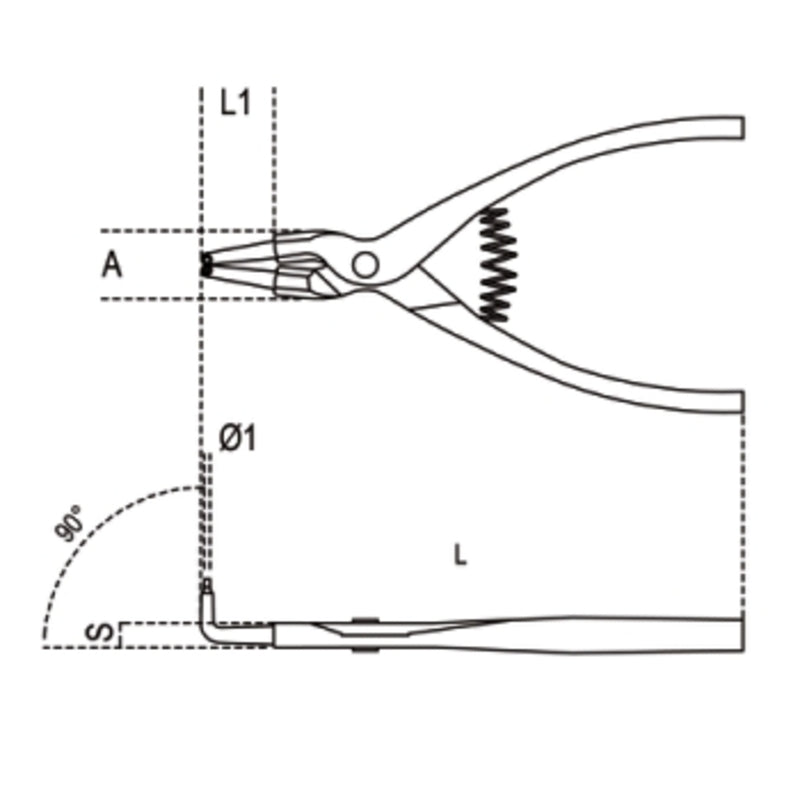 Beta išorinės circlipo replės 90 ° Bent modelio dydis 175 010380017