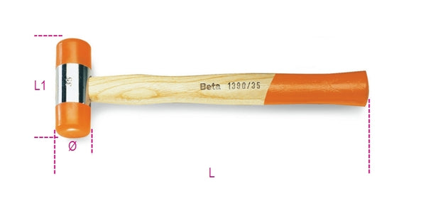 Beta Soft Face Hammer Size 35 Wooden Shaft 013900035