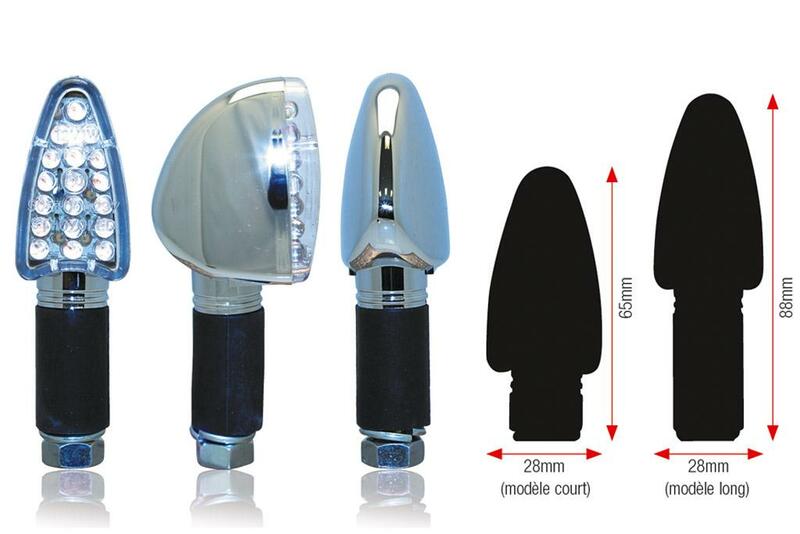 Bihr Triangle LED Indicators Short Chromed Universal01-070sch