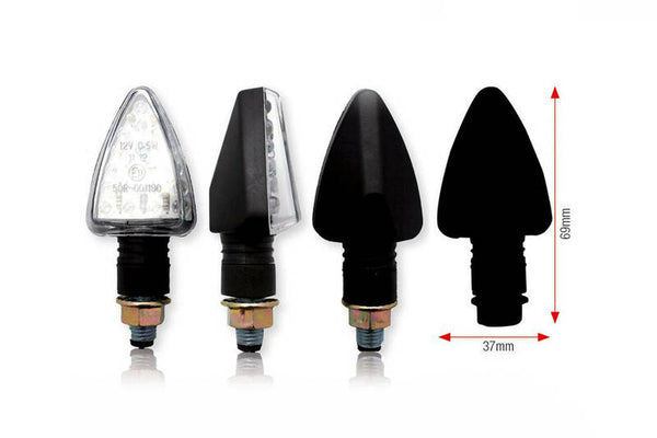Bihr Tri LED Blinkers - Short Model, Black | Universal | 007-1 (par)