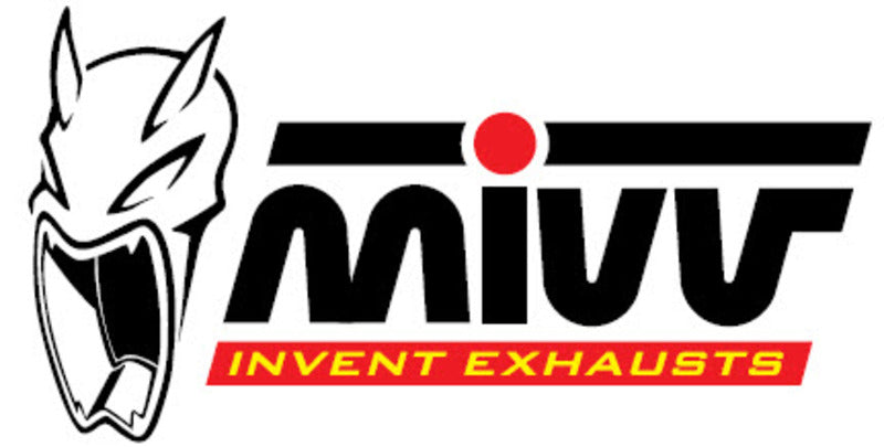 MIVV-logotyp med texten 'Invent Exhausts' i rött och gult, används för att representera MIVV BLACK ALUMINIUM WASHER SUONO KAW Z750 50.73.326.1 inom reservdelar.