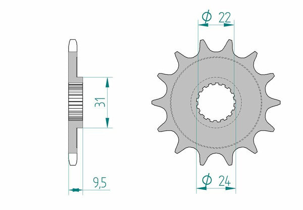 AFAM Steel Self -Cleaning Front Sprock 22406 - 520 22406+14