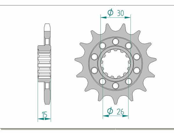 AFAM Steel Standard Front Sprock 166800 - 525 166800-15