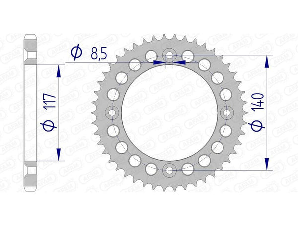 AFAM Aluminum Ultra-Light Hard Anodized Rear Sprock 13108-428 13108-46