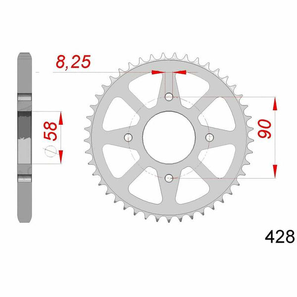 AFAM STEEL STANDARD REAR SPROPET 14212 - 428 14212-45