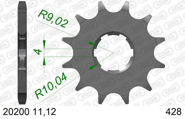 AFAM Steel Standard Front Sprock 20200 - 428 20200-12