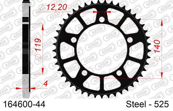 AFAM Steel Standard Rear Sprock 164600 - 525 164600-45