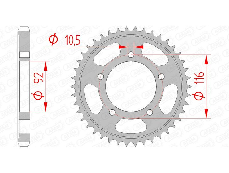 AFAM Steel Standard bakdrev 16900530 för Kawasaki ZZR 1400. Hållbart ståldrev med exakta mått för optimal prestanda och passform.