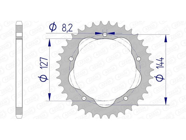 AFAM aluminum rear Sprock 51607 - 520 - Requires an AFAM REAR SPROPET Carrier 51607-42