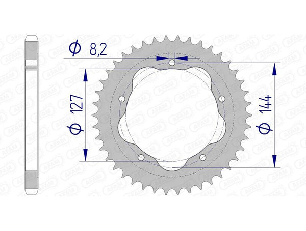 AFAM aluminum rear Sprock 51608 - 525 - Requires an AFAM REAR SPROPET Carrier 51608-41