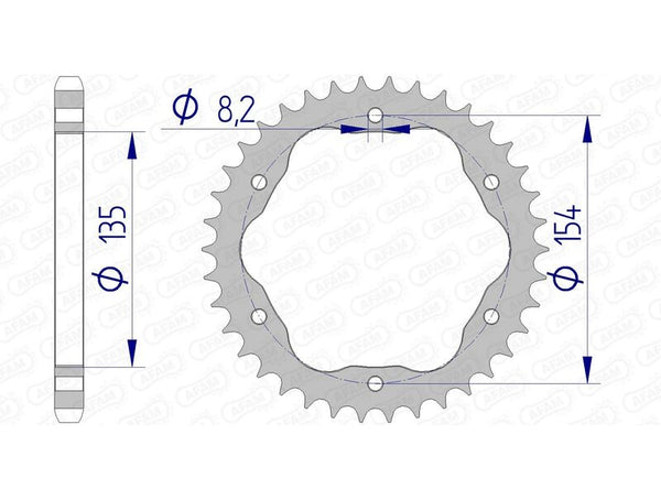 AFAM aluminum rear Sprock 51803 - 525 - Requires an AFAM REAR SPROPET Carrier 51803-42
