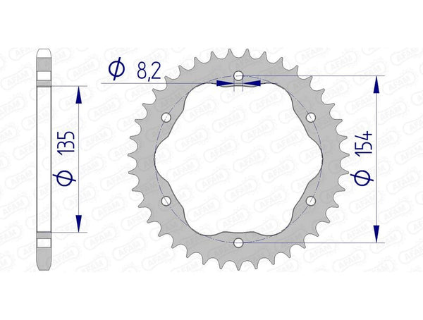 AFAM aluminum rear Sprock 51804 - 520 - Requires an AFAM REAR SPROPET Carrier 51804-41