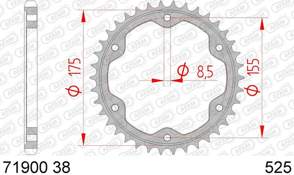 AFAM STEEL STANDARD REAR SPROPET 71900 - 525 71900-38