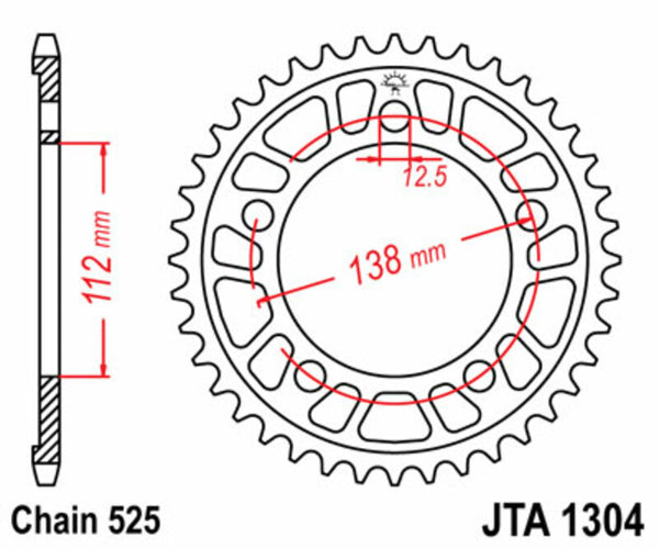 Aluminij ultra -svjetla JT SPROCK -a Sprock Sprock 1304 - 525 JTA1304.44