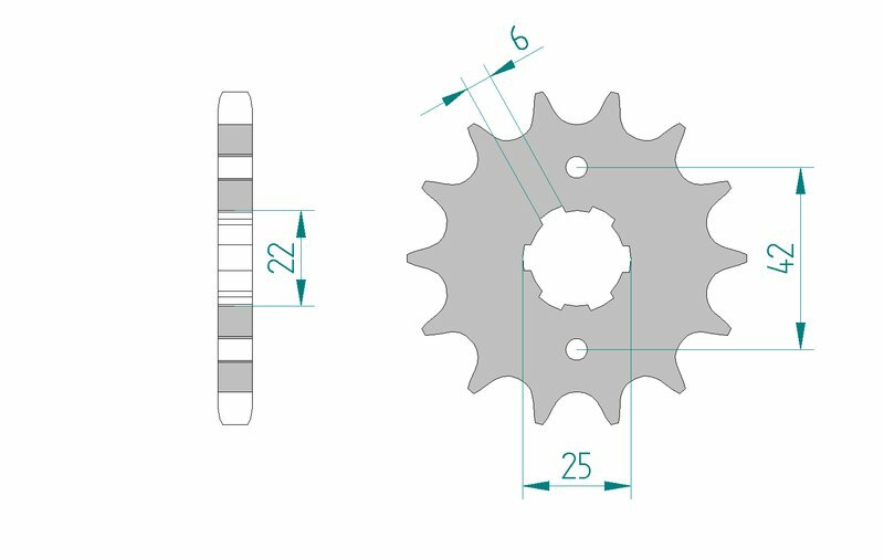 AFAM Steel Standard Front Sprocket 20400 - 530 motorcykeldrev med 42 mm ytterdiameter. Passar Honda CB-serien från 1972 till 1992.