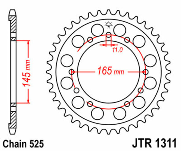 Oceľový štandardný sprock JT Sprock od spoločnosti JT Sprock 1311 - 525 JTR1311.44