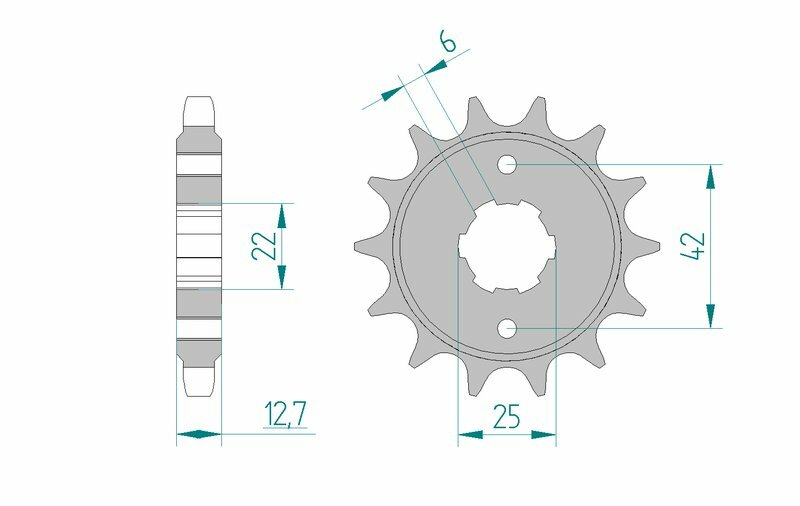 Teknisk ritning av AFAM Steel Standard Front Sprocket 20502 - 530 med detaljerade mått. Reservdel för Honda CB 550 och CB 750 motorcyklar.