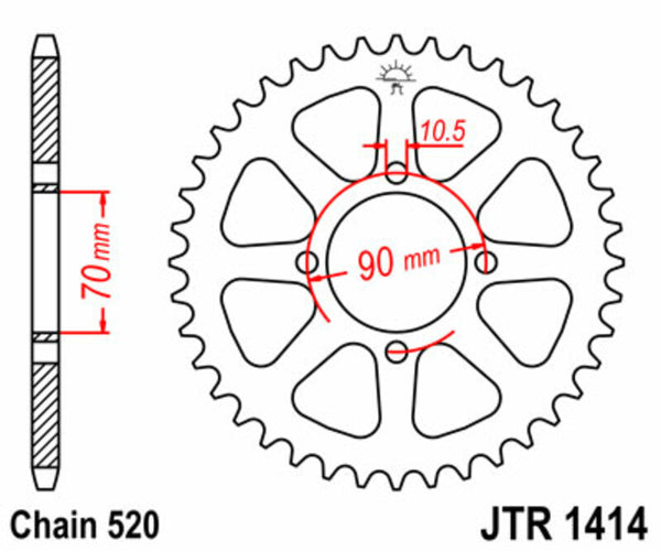 Oceľový štandardný sprock JT Sprock 1414 - 520 JTR1414.43