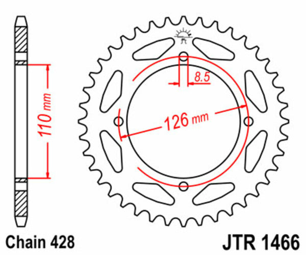 JT Sprock's Steel Standard Straight Sprick 1466 - 428 JTR1466.47