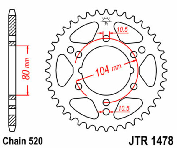 Oceľový štandardný sprock JT Sprock 1478 - 520 JTR1478.42