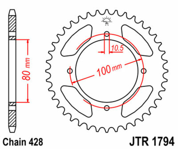 JT SPROCK STEEL STANDARDNI STRANI SPROK 1794 - 428 JTR1794.45