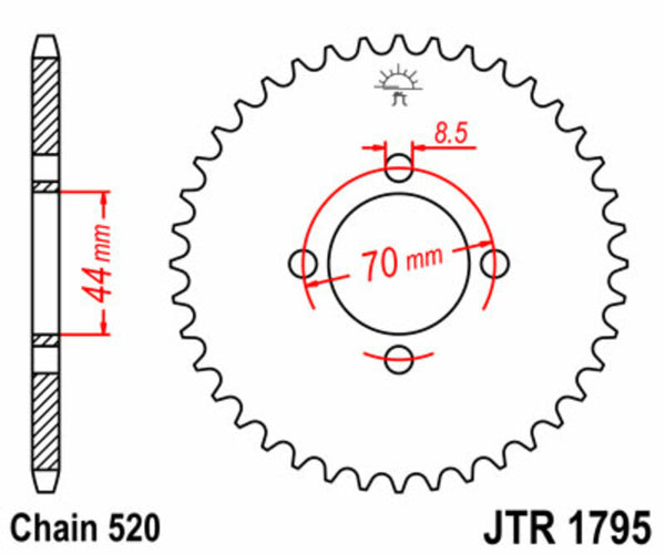 JT Sprock's Steel Standard Reach Sprock 1795 - 520 JTR1795.22