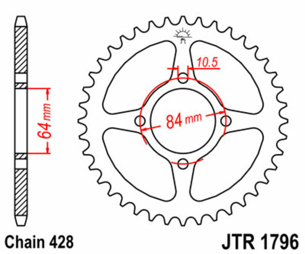 Oceľový štandardný sprock JT Sprock 1796 - 428 JTR1796.51