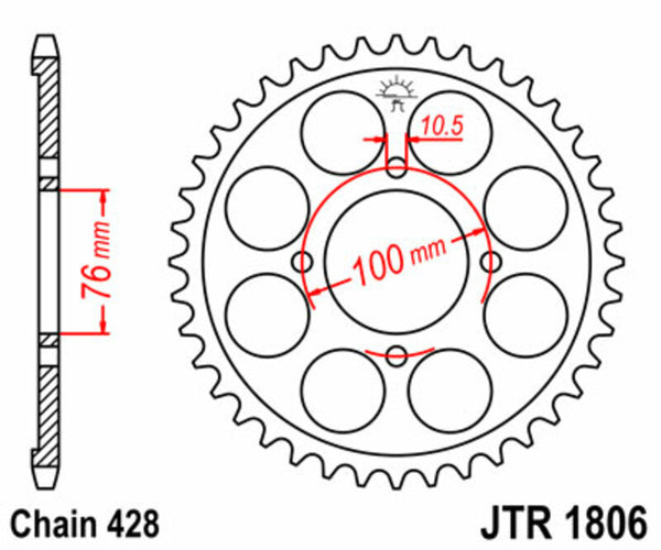 Oceľový štandardný sprock JT Sprock 1806 - 428 JTR1806.56