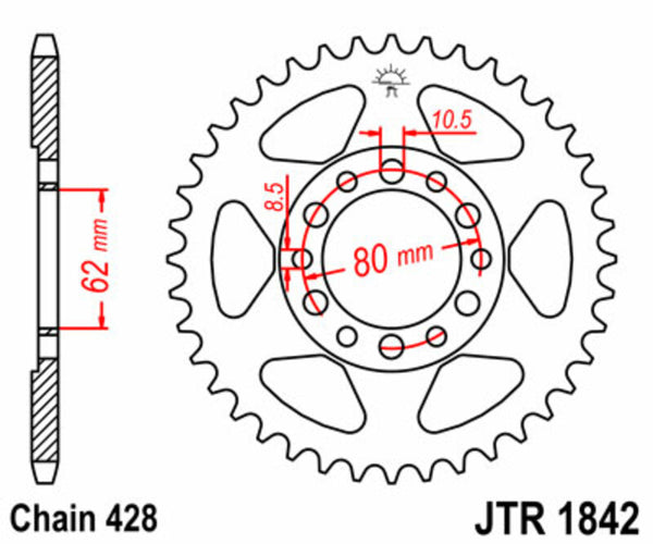 JT Sprock's Steel Standard Straight Sprick 1842 - 428 JTR1842.50