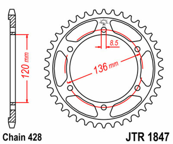 JT Sprock's Steel Standard Rear Sprock 1847 - 428 JTR1847.47
