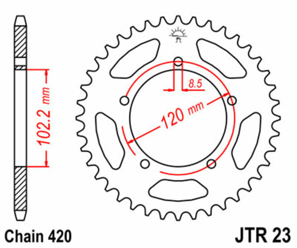 Oceľový štandardný sprock JT Sprock 23 - 420 JTR23.47