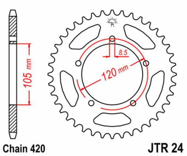 JT Sprock's Steel Standard Rear Sprock 24 - 420 JTR24.51