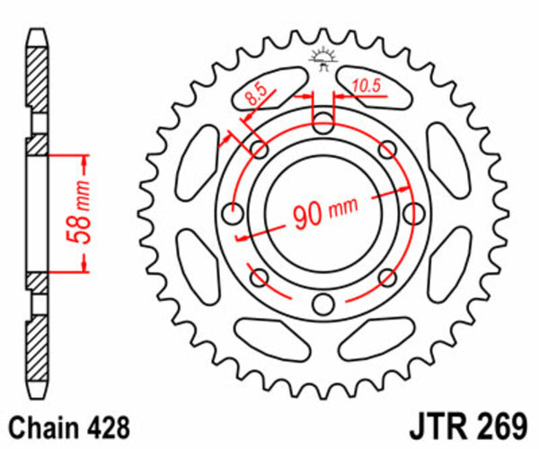 JT Sprock's Steel Standard Rear Sprock 269 - 428 JTR269.46