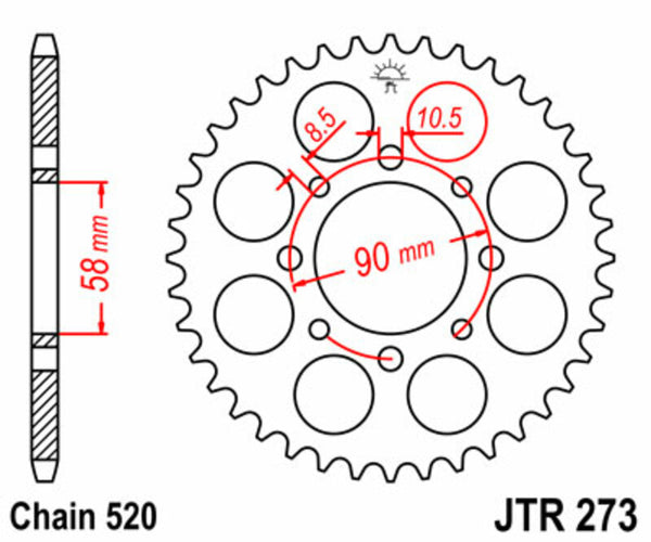 Oceľový štandardný sprock JT Sprock 273 - 520 JTR273.39