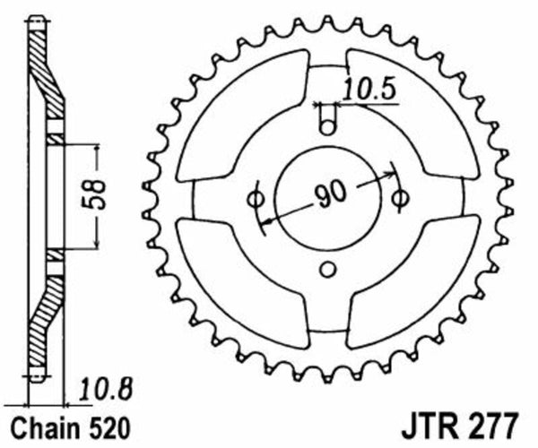 JT Sprock's Steel Standard Straight Sprick 277 - 520 JTR277.45