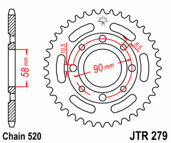 Oceľový štandardný sprock JT Sprock 279 - 520 JTR279.35