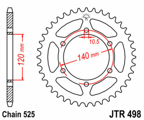 Oceľový štandardný sprock JT Sprock 498 - 525 JTR498.45