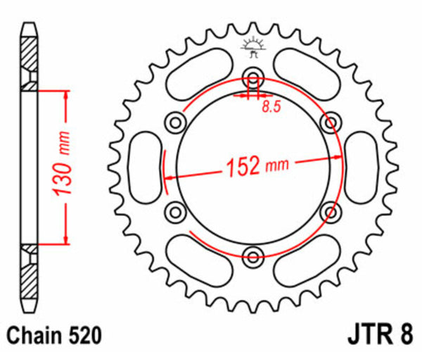 Oceľový štandardný sprock JT Sprock 8 - 520 JTR8.48